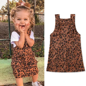 

Melario Kids Baby Girls Dress Clothes Leopard Print Sleeveless Suspender Bib Straight Overalls Dress Outfits Girl Kids Dress