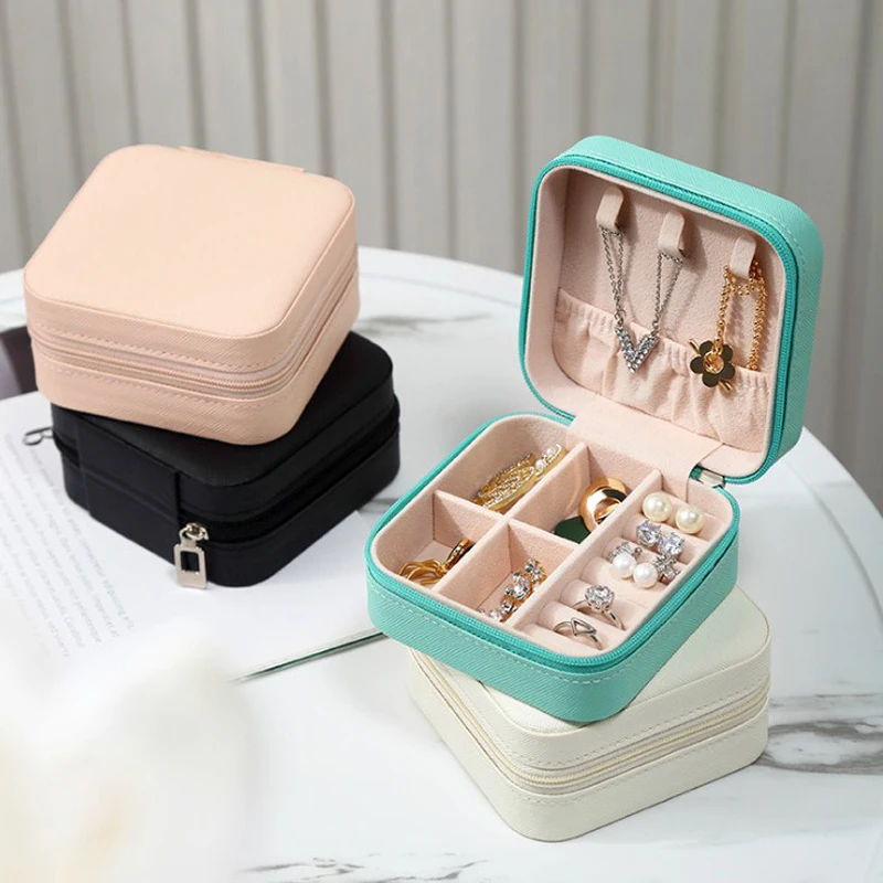 Top Simple PU Storage Unique Blue Jewelry Box Wholesale Creative Portable Travel Storage Box Earrings Small Mini Romantic Box