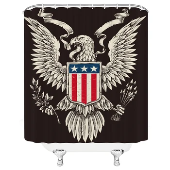 

3D Printing American Retro Shower Curtain Waterproof Bathroom Curtain Eco-Friendly Polyester Fabric With Hook Home Decoration