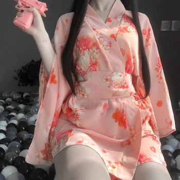 

sexy lingerie babydoll Japanese kimono bathrobe flower lenceria sexy ropa interior mujer women erotica pajamas porno