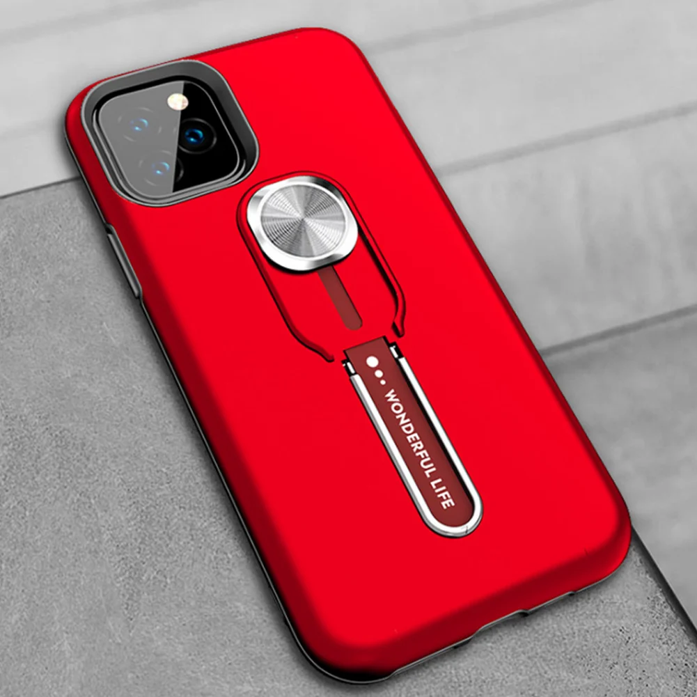 Magnetic Finger Ring Holder Stand Armor Hard Case Cover for iPhone 11/11Pro Max NR-shipping - Цвет: Красный