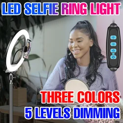 Anneau lumineux LED avec trépied, 5V, USB, éclairage annulaire pour photographie, Selfie, vidéo Youtube en direct, intensité variable 