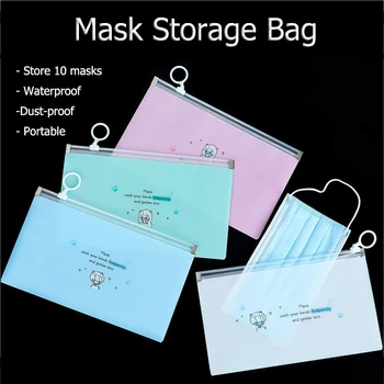 

4Pcs Cartoon Mask Storage Bag Portable Masks Keeper Packing Bag Moisture-proof Dustproof Container Case Disposable Mask Organize