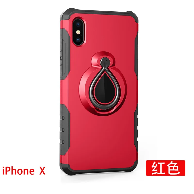Роскошный защитный силиконовый чехол для телефона для iphone 6, 7, 8 Plus, противоударный чехол для iphone X, XR, XS Pro, Max, автомобильный чехол-кольцо - Цвет: Красный