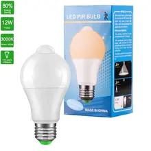 COCOZ IP42 Светодиодный лампа с пассивным инфракрасным датчиком E27 12 Вт AC 220 В 110 в сумерки до рассвета Лампа дневного ночного света датчик движения лампа для домашнего освещения