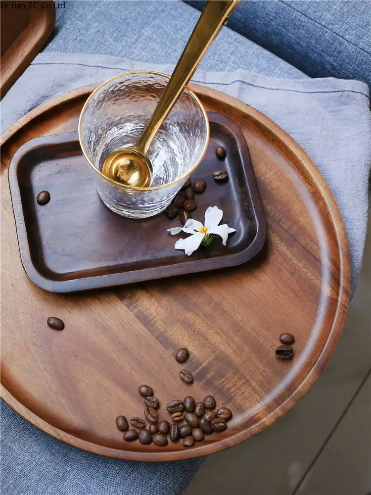 Японский орех прямоугольный поднос для хранения бытовой деревянный поднос для чая Хлеб торт десертная тарелка деревянный поднос
