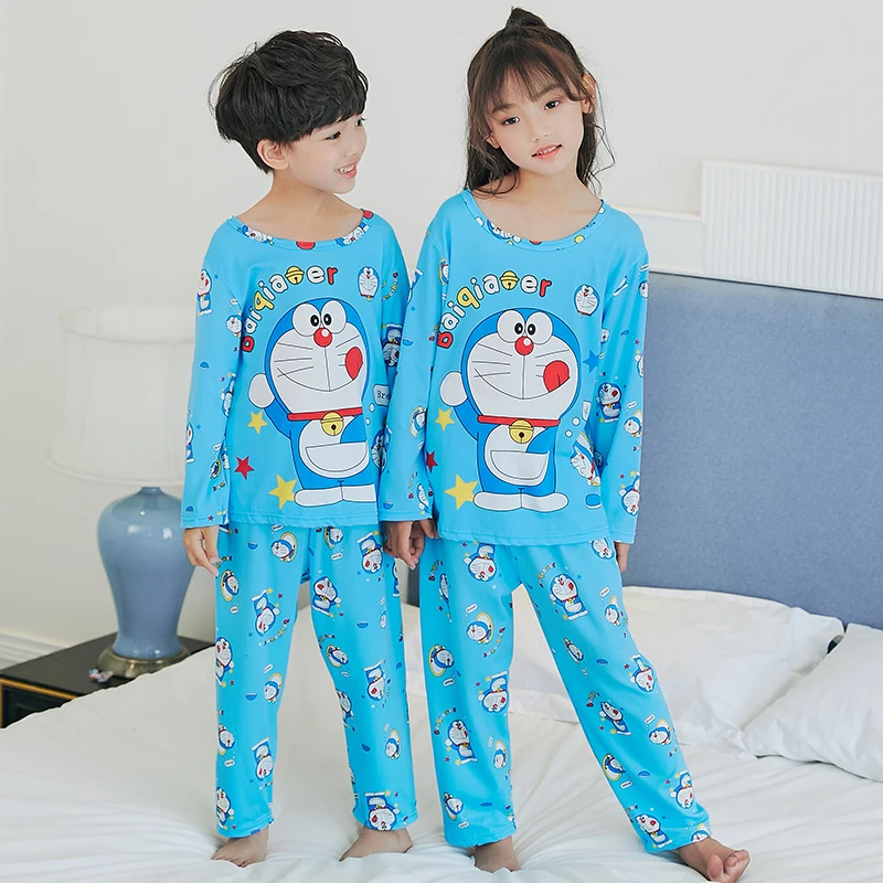 Детские пижамы; сезон осень-зима; одежда для сна для девочек с длинными рукавами и рисунком из мультфильма «Catamite»; милые детские пижамы; домашняя одежда для мальчиков - Цвет: dingdangmao