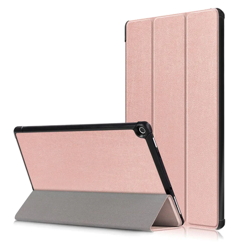 Ультра тонкий чехол Funda для Amazon Kindle Fire HD 10 10," планшет из искусственной кожи Умный Магнитный защитный чехол-подставка - Цвет: Rose Gold