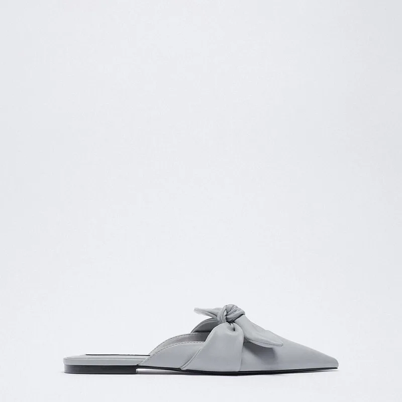 ZARZ Woman 2022 Flat Shoes Spring Summer Pointed Sexy Bow Outer Wear Plus Size 41 Beige Lazy Sandals And Slippers Women Luxury ZARZ Woman 2022 Flat Shoes Spring Summer Pointed Sexy Bow Outer Wear Plus Size 41 Beige Lazy Sandals And Slippers Women Luxury