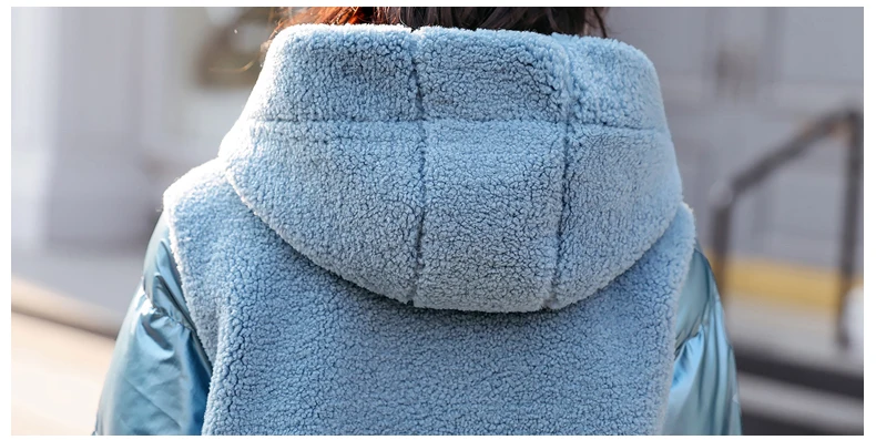 Imported Australian Wool Fur Jackets Women Bright face down cotton Outwear Female Elegant Patchwork Parkas Ladies Winter Coat