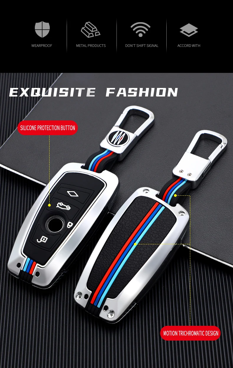In Lega di zinco di Chiave Dell'automobile Della Copertura Della Cassa Borsette Per BMW F10 F20 F30 X3 X4 M3 M4 E34 E90 E60 E36 F25 G30 F111 3 5 7 Serie X5 X6 Accessori - H9cd19af7fc0443cfa17cfde805628313T