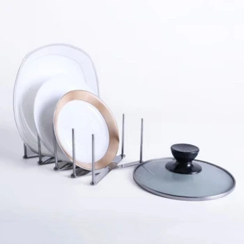 

Kitchen Organizer Stainless Steel Pot Lid Dish Holder Rack Steamer Shelf Tray Cookware Adjustable Length Kitchen Storage