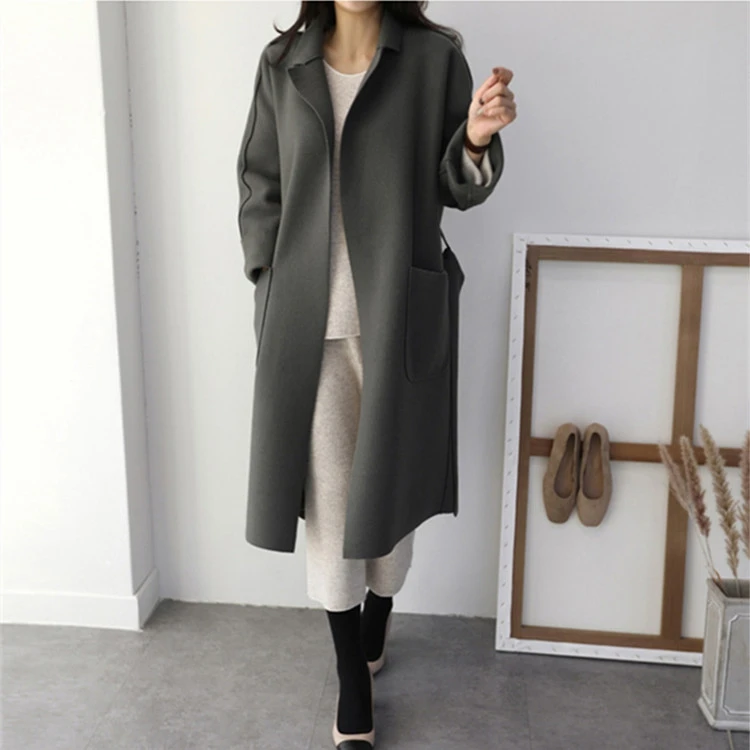 H9cd1ad774afb494e8d5c5626cf969cefQ - Winter Notched Collar Pockets Loose Woolen Overcoat with Belt