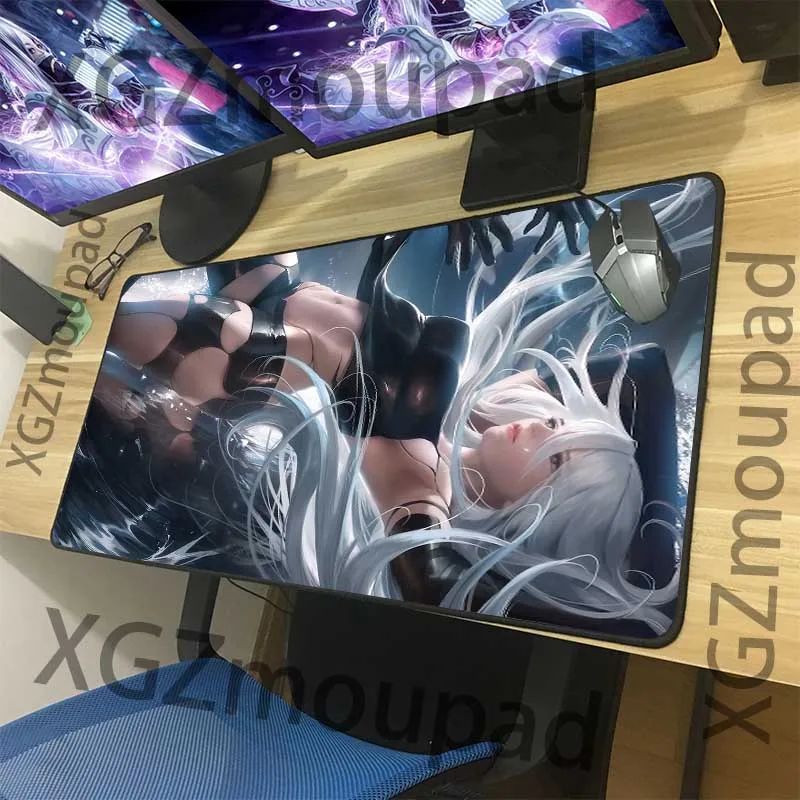  XGZ Anime NieR: Automata Large Mouse Pad Black Lock Edge Custom Computer Desk Mat Rubber Stripe Non