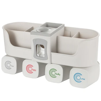 

Multifunctional Toothbrush Holder Bathroom Accessories Set Automatic Toothpaste Dispenser Holder Bathroom Storage 4Pcs