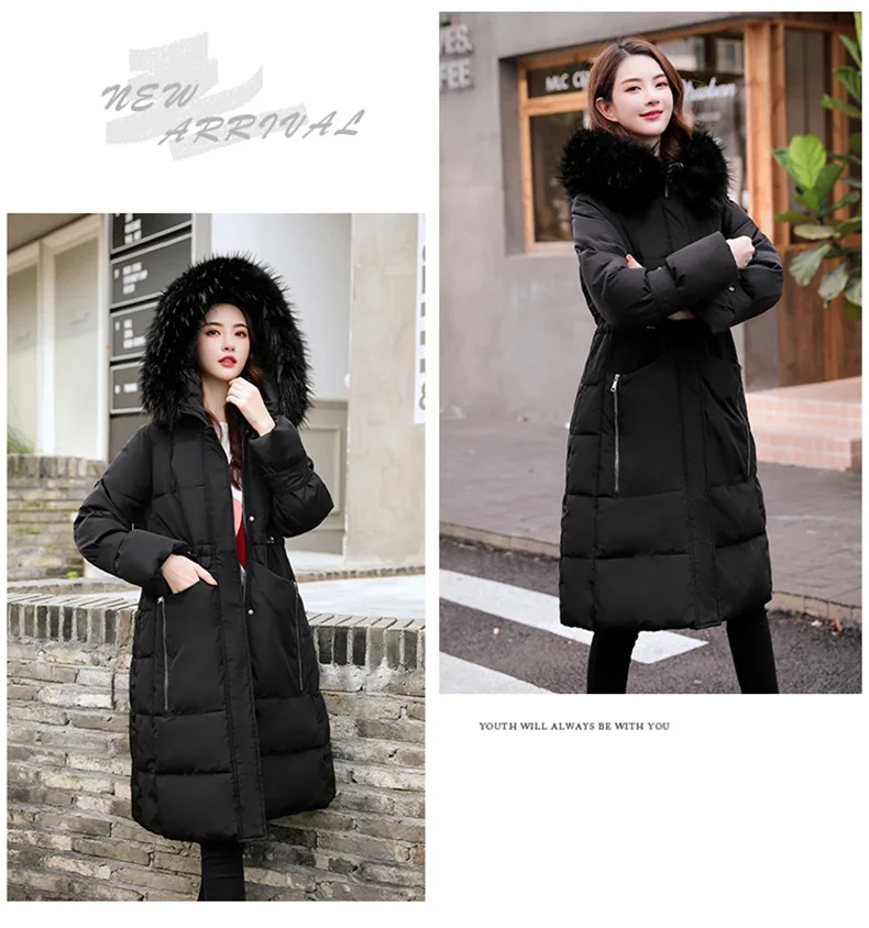 Off Season Winter New Style down Jacket Cotton-padded Clothes Women's Mid-length Slim Fit over-the-Knee Long Cotton-padded Cloth