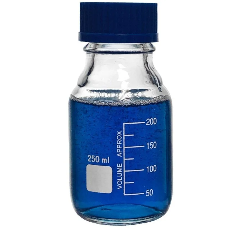 50ml/100ml/250ml /500ml Glass Round Media Storage Bottles with GL45 Screw Cap, Borosilicate Glass, (Pack of 2)
