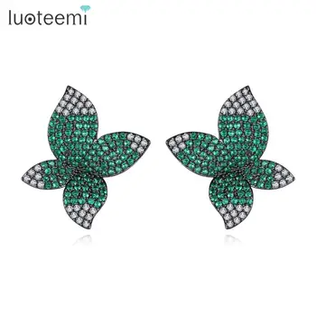 

LUOTEEMI New Retro Flower Stud Earrings for Women Wedding Engagement Fashion Jewelry Party Boucle D'Oreille Femme Christmas Gift