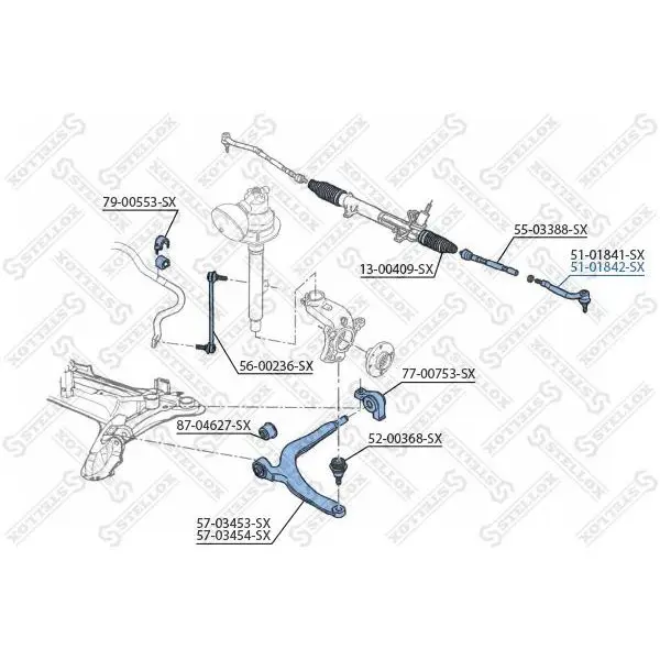 Наконечник рулевой правый Citroen C5 all 01 STELLOX 51 01842 SX|Рулевые рейки и коробки передач| |