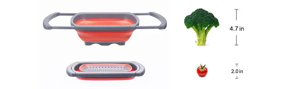 Силиконовый складной дуршлаг Quart над раковиной, Круглый складной пищевой силиконовый Овощной фильтр для посудомоечной машины