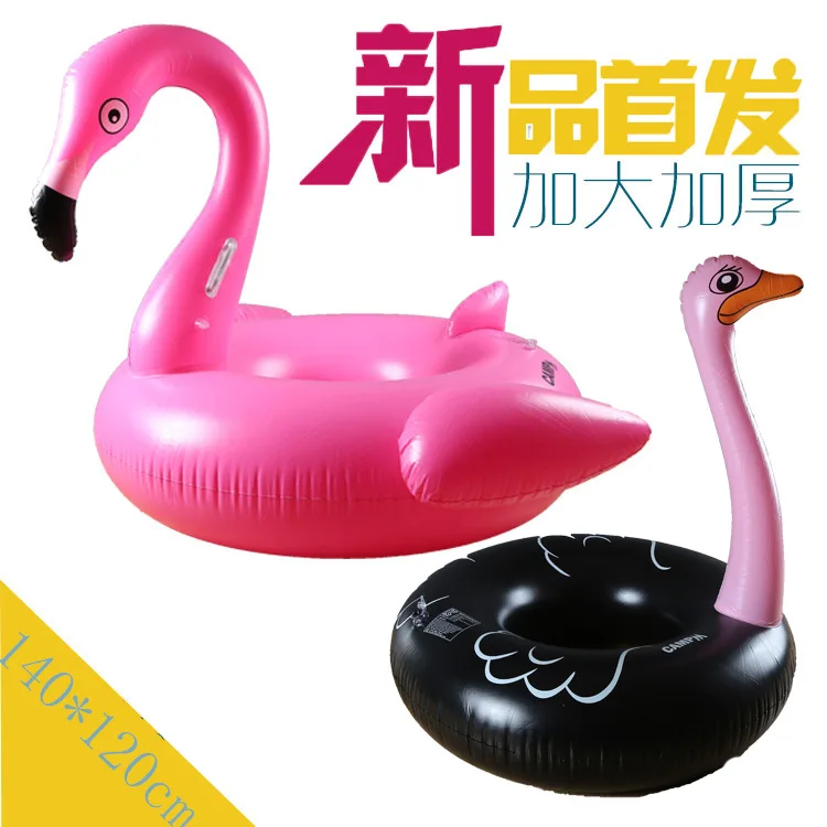 

New Products First Flamingo Ostrich Large Size Swim Ring Inflatable Thick Extra-large Cross Border Supply of Goods Swimming Appl