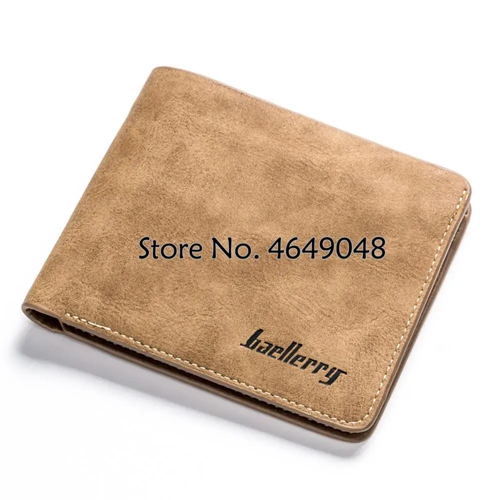 

2020 Men Retro Frosted PU Wallet Two Folding Male Purse Credit Card Holder Solid Color Short Wallet purse and wallet pu purse