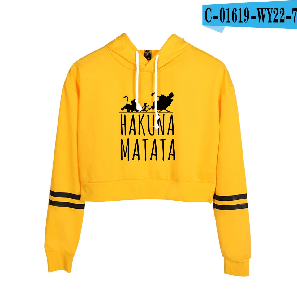 As shown Лев Король хакуна матата Печать Модные толстовки для женщин высокая Талия Толстовка летний тренд Повседневный Топ - Цвет: As shown