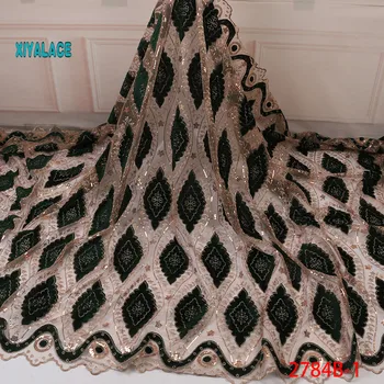 

African Lace Fabric 2019 Nigerian Luxury High Quality French Sequins Lace Fabric Velvet fabric Lace Fabrics Wedding YA2784B-1