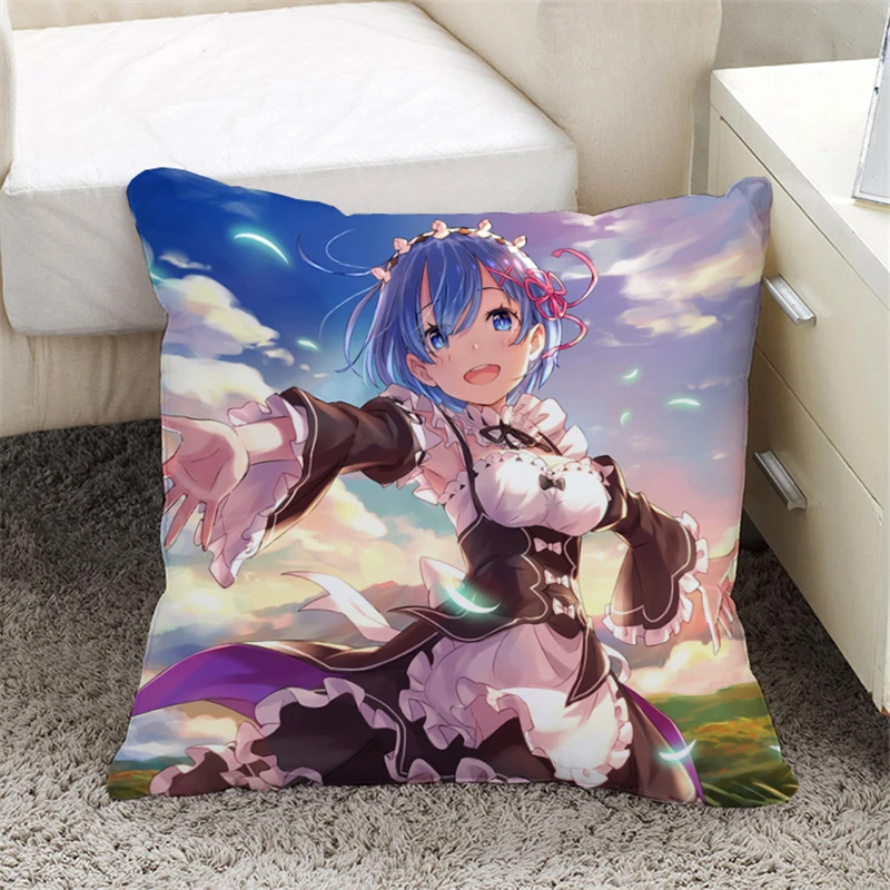 I Аниме Re: Zero kara Hajimeru Isekai Seikatsu мультфильм рам и рем двухсторонний чехол для подушки с принтом и внутренняя подушка чехол для подушки - Цвет: I