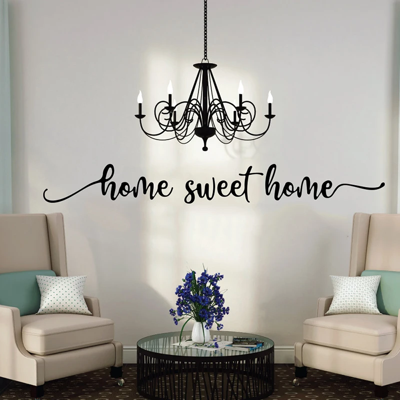 Home Sweet Home Words Wall Sticker Entryway Bedroom Large Family Love Quote Sweet Home Quote Wall Decal Living Room Vinyl Decor (3)