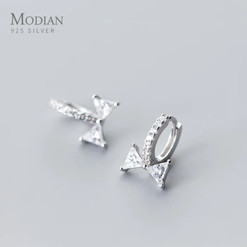 

Modian Shining Zircon Elegant Bowknot Sterling Silver 925 Hoop Earring for Women Fashion Wedding Engagement Statement Jewelry