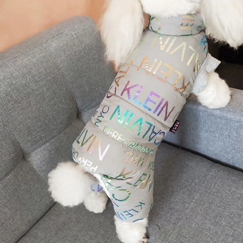 

Winter New 2019 Leisure Style Dog Jumpsuits with Letters Printed Cotton Padded Warm Four-legged Dog Jumpsuits for Small Puppies
