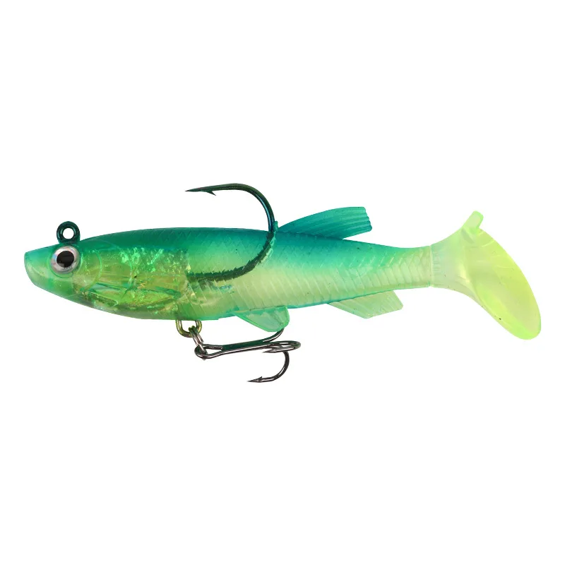 5 Teste Piombate (jig Head) Con Esche In Silicone Morbido, Pesca Affondante - Grigie
