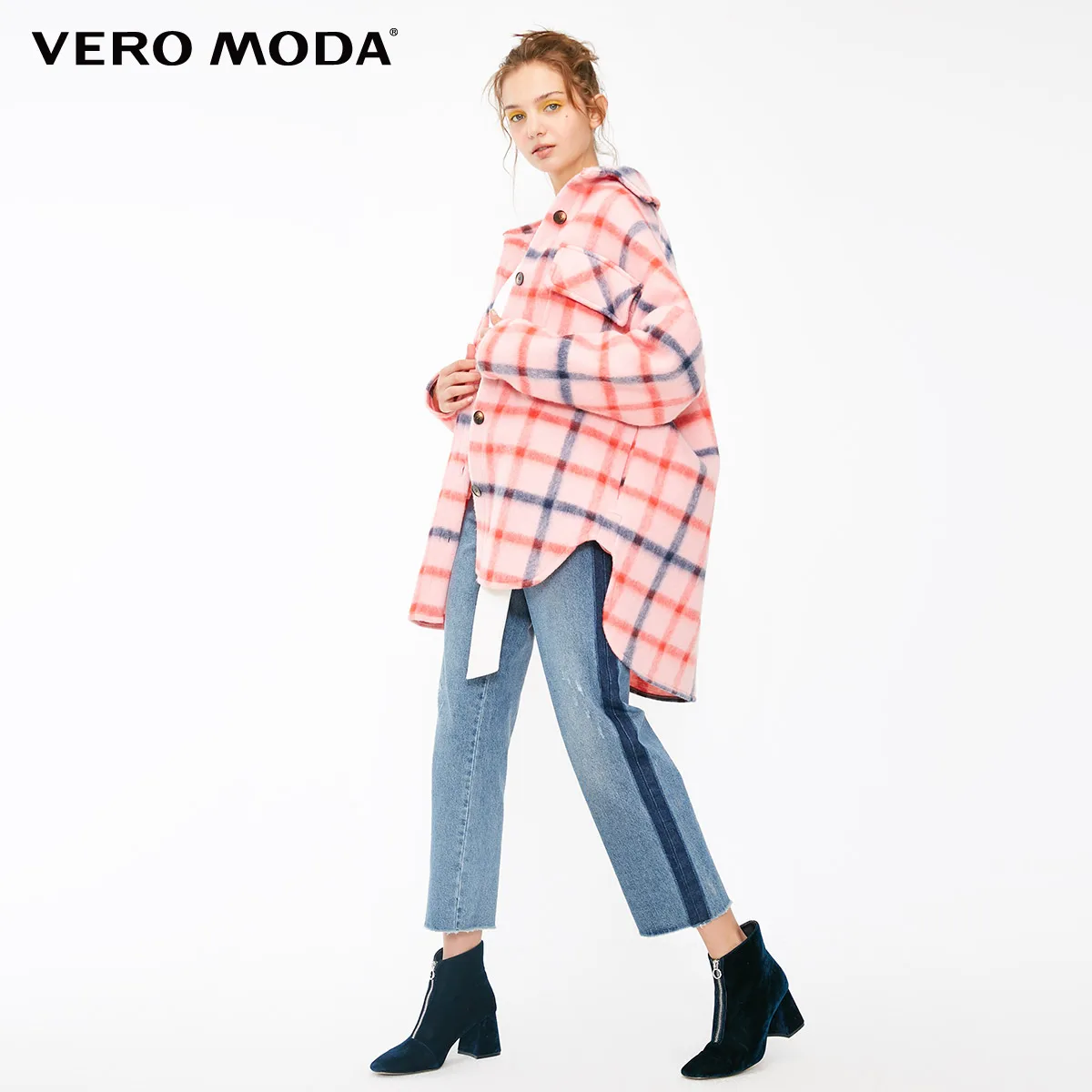 Soft pink Vero Moda Женская клетчатая куртка свободного кроя с карманами | 318409503 - Цвет: Soft pink