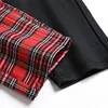 Men Punk Jeans Trendy Scotland Plaid Tartan Black Denim Pants Streetwear Rivet Patchwork Spliced Slim Straight Trousers 6