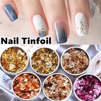 

1Pc Gold Pink Colorful Nail Art Foil Paper Irregular Aluminum Nail Sticker Manicure Glitter Gel Polish 3D DIY Nail Decoration