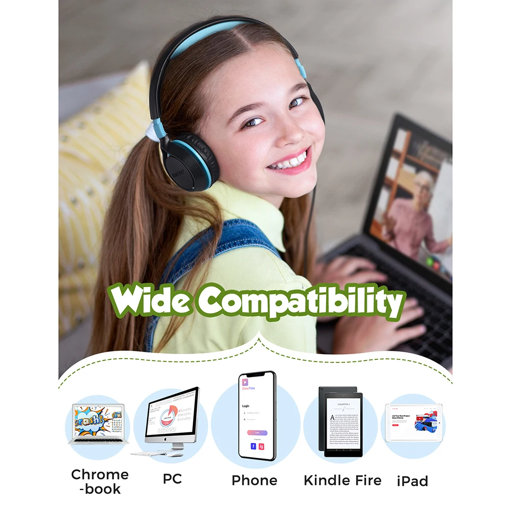 Mpow CHE1 Kids Headphones Wired Headset for Kids Teens Children Boys Girls with Volume Limit 94dB On Ear Headphone for Tablet PC wired earphones wired headphones