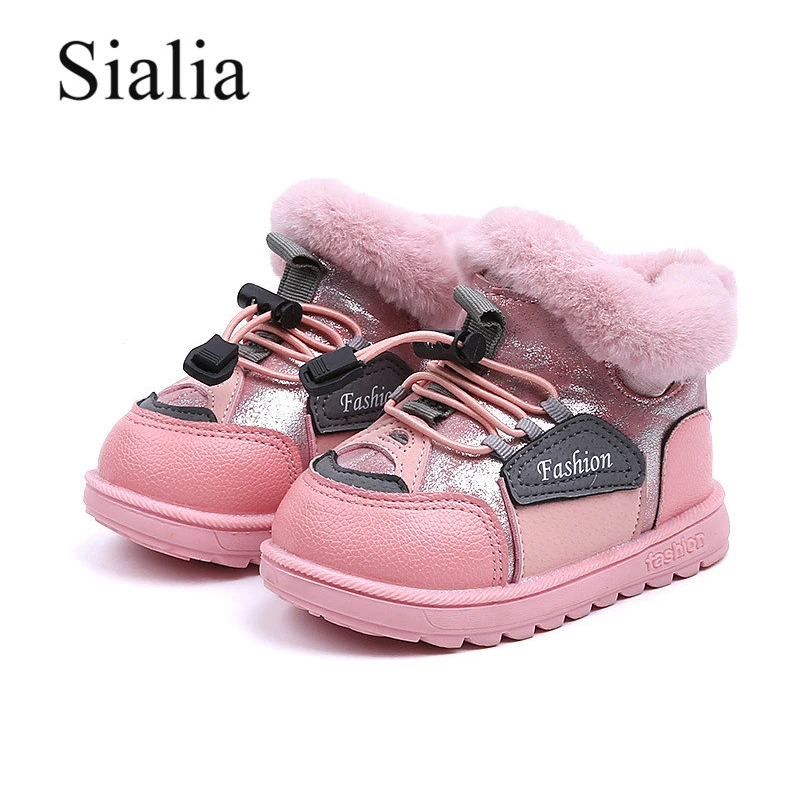 

Sialia Winter Girls Boots For Kids Shoes Children Snow Boots Plush Warm Ankle Fashion Elastic Band bota infantil menina 2020