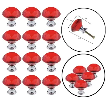

12Pcs 30mm Diamond Shape Crystal Glass Knobs Cabinet Drawer Cupboard Handle Pull Knobs Kitchen Handles Furniture Handle Hardware