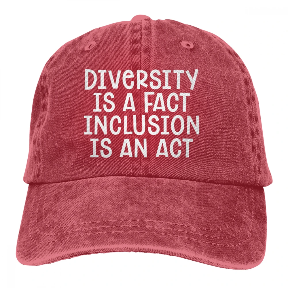 Diversity Is A Fact Inclusion Is An Act Casquette Black Unisex Mens Womens Denim Strapback Baseball Cap Adjustable Golf Dad hat