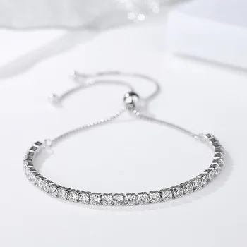 

Genuine S925 Sterling Silver Lady Korean Double Box Chain Round Ball Pull-out Telescopic Adjustable Zircon Bracelet