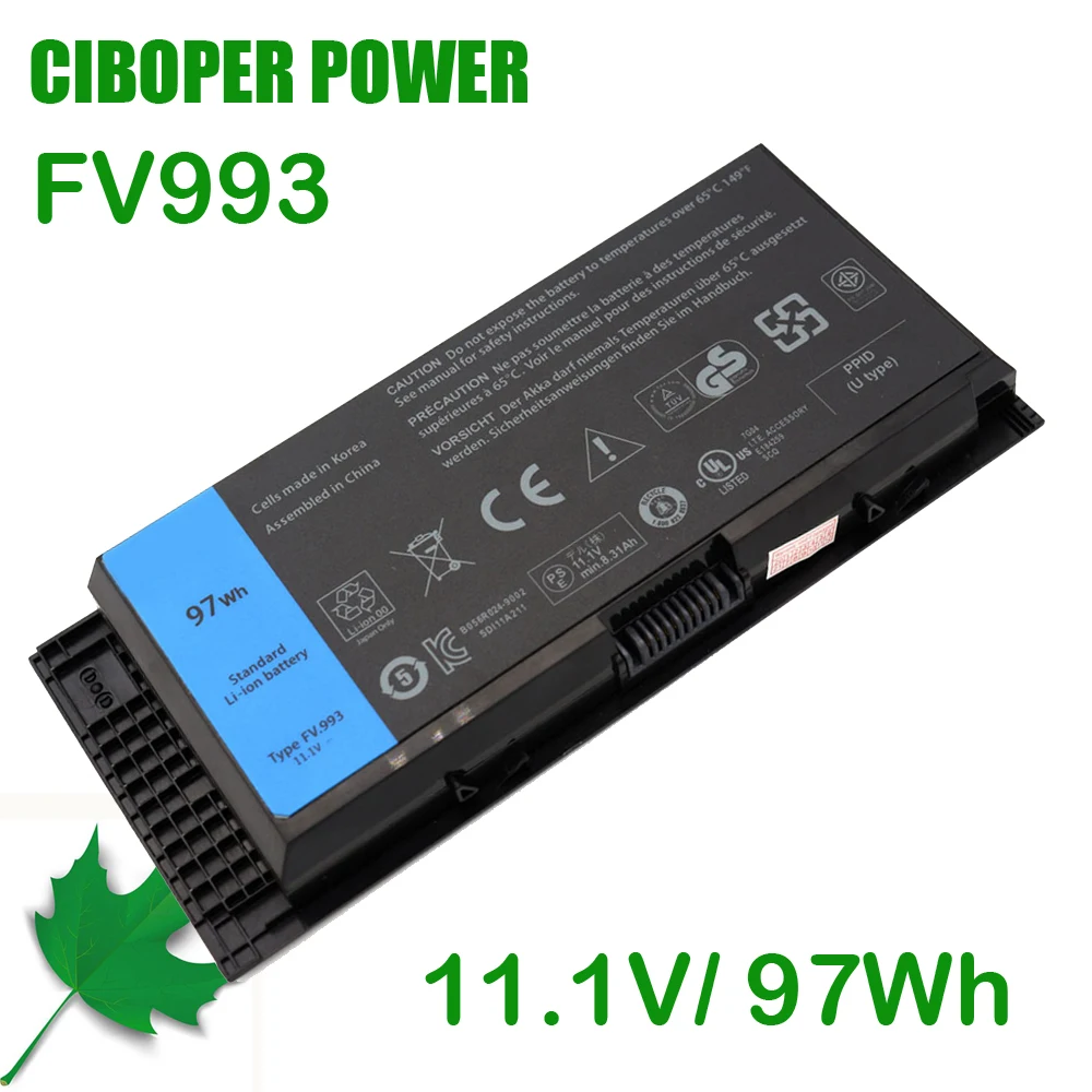 Bateria do Laptop Original 11.1v 97 65wh Compatível com Fjj4w Pg6rc R7pnd Otn1k5 para M6600 M6700 M6800 M4800 M4600 M4700 cp Fv993