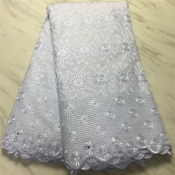 

5 yard Swiss lace fabric 2020 latest heavy beaded embroidery African cotton fabrics Swiss voile lace popular Dubai style
