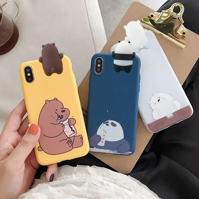 Abbery 3D Cute Cartoon Bear Soft Phone Case for iPhone 6 6s 7 8 Plus X XR XS Max Silicone Back Cover |