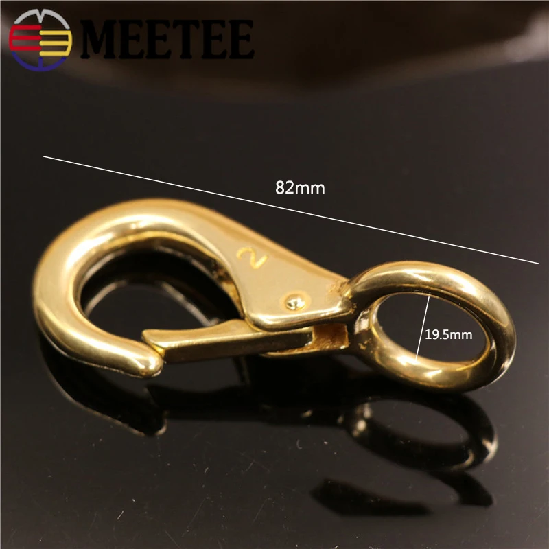 Meetee, 2 шт., чистая медь, фиксированный крючок, круглая Нижняя Пряжка, сделай сам, багажная фурнитура для сумок, подвеска, аксессуары ручной работы, BD219