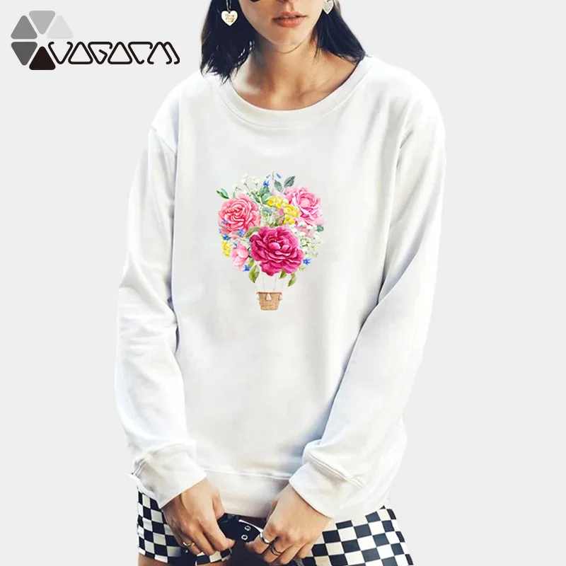 

Oversize Women Sweatshirt Kawaii Loose Flower Print Long Sleeve Fall O-Neck Harajuku Femme Pullovers Tops Streetwear