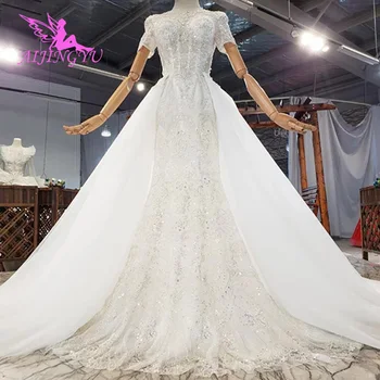 شراءAIJINGYU تصميم فساتين القرون الوسطى بالإضافة إلى أحجام متواضعة Bridals المحاصيل الأعلى ثوب أنماط فستان الزفاف اللؤلؤ