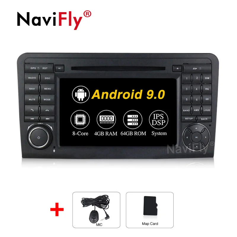 DSP ips Восьмиядерный Android 9,0 4G ram 64G rom 2din Авторадио для Mercedes Benz ML Class W164 ML300 ML350 ML450 ML500 2005-2011 - Цвет: 4G RAM 64G ROM