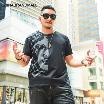 

Big size Men's Wear super Brand Fat Man Printing Personality Half with Printing Half Sleeve Fat Plus Fat Plus Short