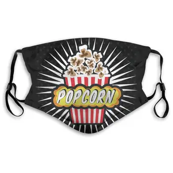 

Cartoon Delicious Popcorn Washable Reusable Mask, Anti Dust Half Face Mouth Mask For Kids Teens Men Women With Adjustable Ear